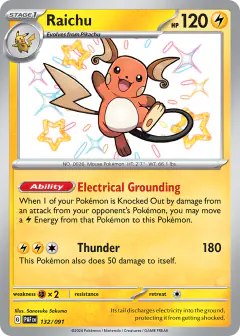 Raichu Shiny Rare card from Paldean Fates