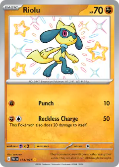 Riolu Shiny Rare card from Paldean Fates