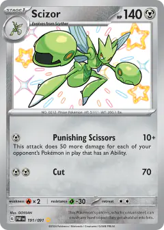 Scizor Shiny Rare card from Paldean Fates