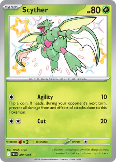 Scyther Shiny Rare card from Paldean Fates