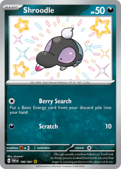 Shroodle Shiny Rare card from Paldean Fates