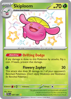 Skiploom Shiny Rare card from Paldean Fates
