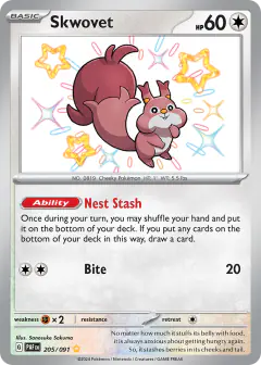 Skwovet Shiny Rare card from Paldean Fates