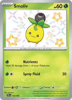 Smoliv Shiny Rare card from Paldean Fates