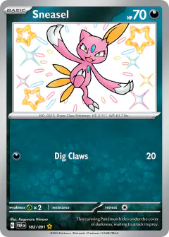 Sneasel Shiny Rare card from Paldean Fates