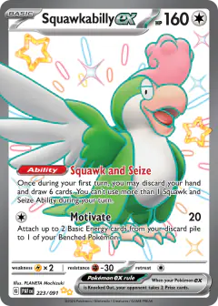 Squawkabilly ex Shiny Ultra Rare card from Paldean Fates
