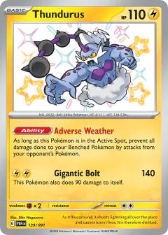 Thundurus Shiny Rare card from Paldean Fates