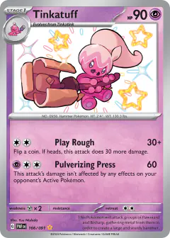Tinkatuff Shiny Rare card from Paldean Fates