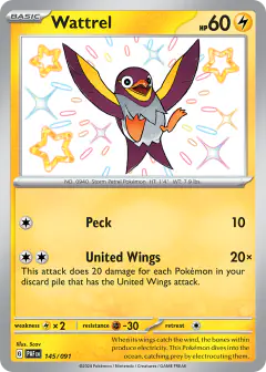 Wattrel Shiny Rare card from Paldean Fates