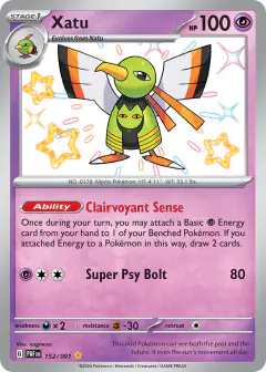 Xatu Shiny Rare card from Paldean Fates