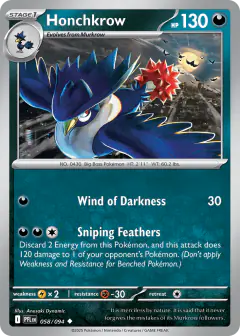 Honchkrow Uncommon card from Phantasmal Flames