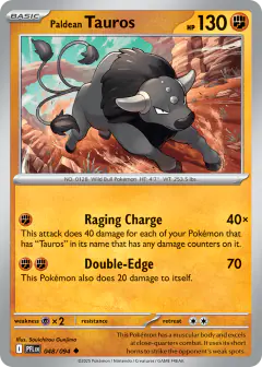 Paldean Tauros Uncommon card from Phantasmal Flames