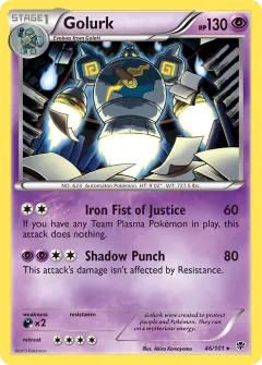 Golurk Rare Holo card from Plasma Blast