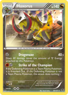 Haxorus Rare Holo card from Plasma Blast