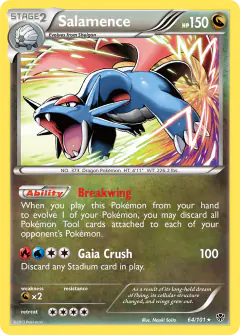 Salamence Rare Holo card from Plasma Blast