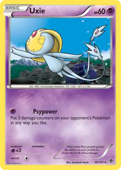 Uxie Rare card from Plasma Blast