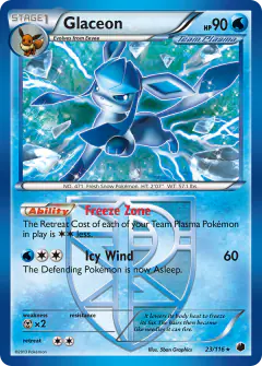 Glaceon Rare card from Plasma Freeze