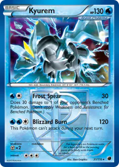 Kyurem Rare Holo card from Plasma Freeze