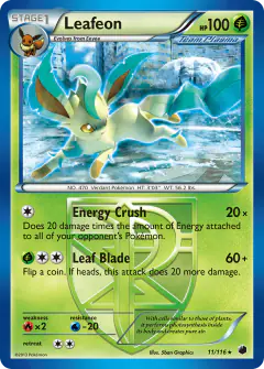 Leafeon Rare card from Plasma Freeze