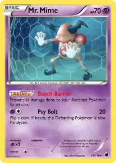 Mr. Mime Rare card from Plasma Freeze
