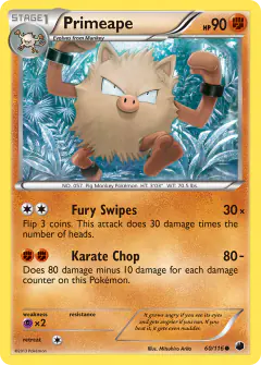Primeape Common card from Plasma Freeze