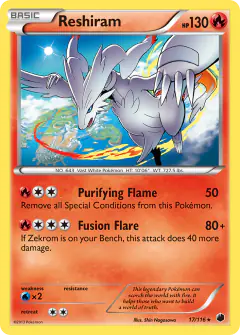Reshiram Rare Holo card from Plasma Freeze