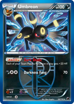 Umbreon Rare Holo card from Plasma Freeze