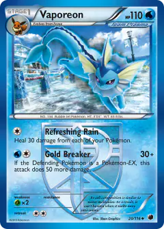 Vaporeon Uncommon card from Plasma Freeze