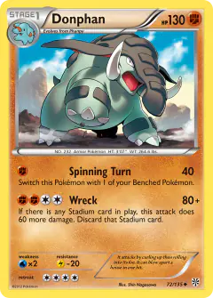 Donphan Uncommon card from Plasma Storm