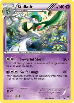 Gallade Rare Holo card from Plasma Storm