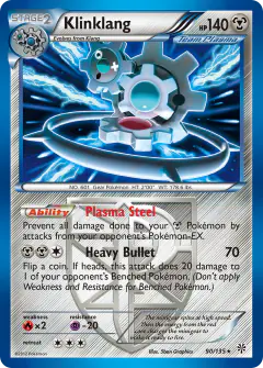Klinklang Rare Holo card from Plasma Storm