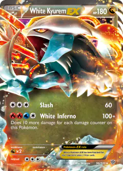 White Kyurem-EX Rare Holo EX card from Plasma Storm