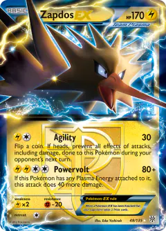 Zapdos-EX Rare Holo EX card from Plasma Storm