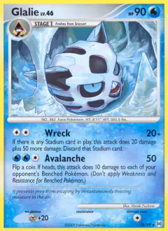Glalie Rare card from Platinum Arceus