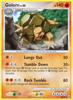 Golem Rare card from Platinum Arceus