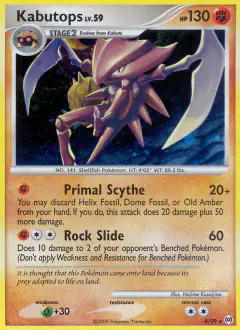 Kabutops LV.59 Rare Holo card from Platinum Arceus