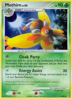 Mothim Rare Holo card from Platinum Arceus