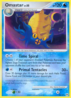 Omastar LV.55 Rare card from Platinum Arceus