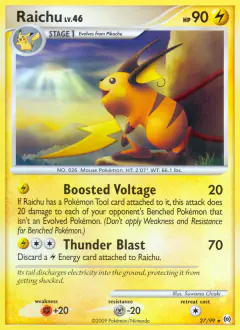 Raichu Rare card from Platinum Arceus