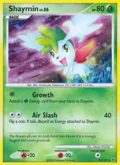 Shaymin Rare Holo card from Platinum Base