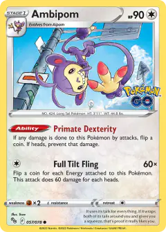 Ambipom Common card from Pokémon GO