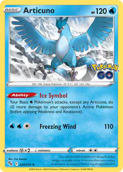 Articuno Rare Holo card from Pokémon GO