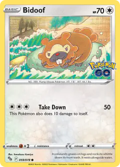 Bidoof Common card from Pokémon GO