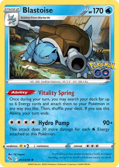 Blastoise Rare Holo card from Pokémon GO
