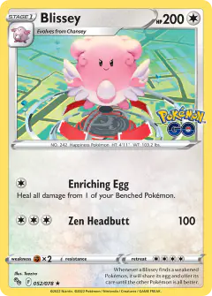 Blissey Rare Holo card from Pokémon GO