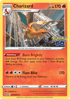Charizard Rare Holo card from Pokémon GO