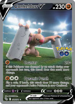 Conkeldurr V Rare Ultra card from Pokémon GO