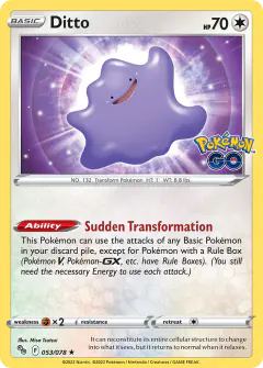 Ditto Rare Holo card from Pokémon GO