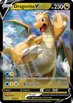 Dragonite V Rare Holo V card from Pokémon GO