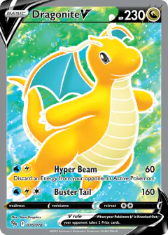 Dragonite V Rare Ultra card from Pokémon GO